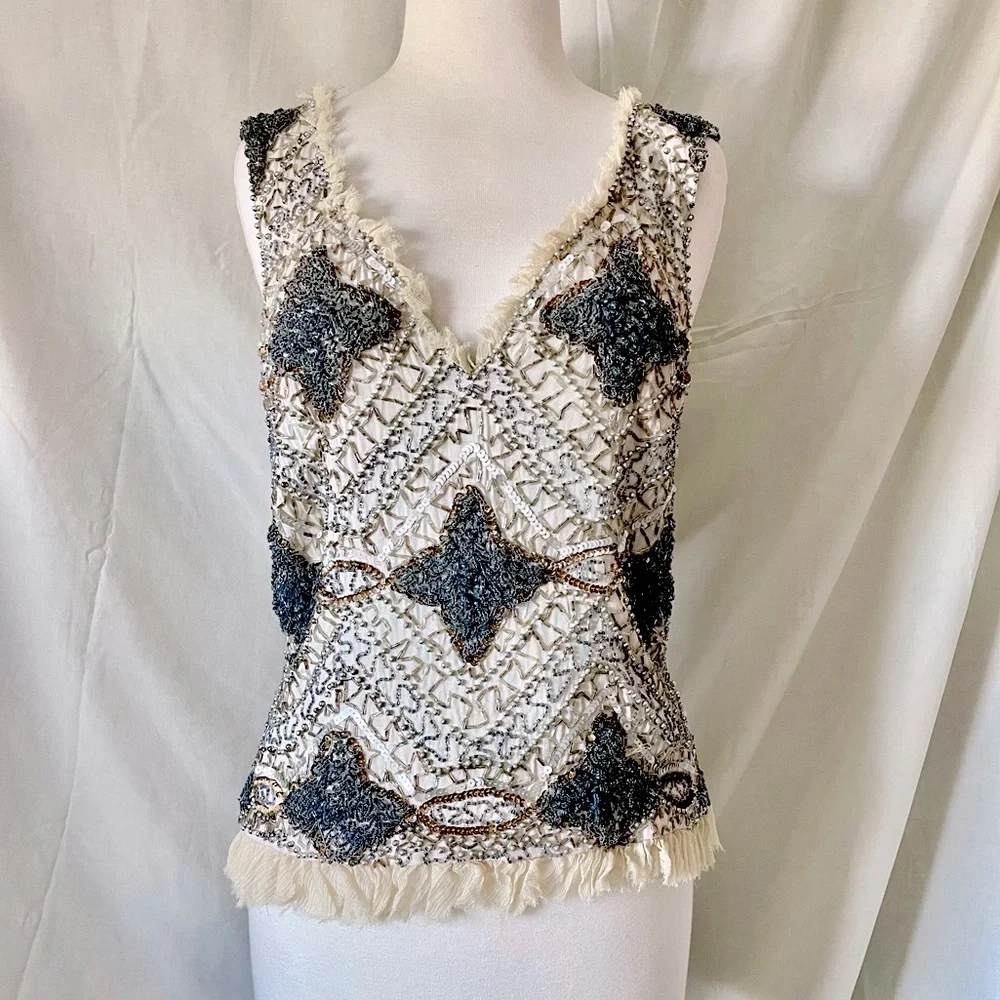 Birger et Mikkelson Night Heavily Beaded Shell sz 42 - Picture 1 of 9